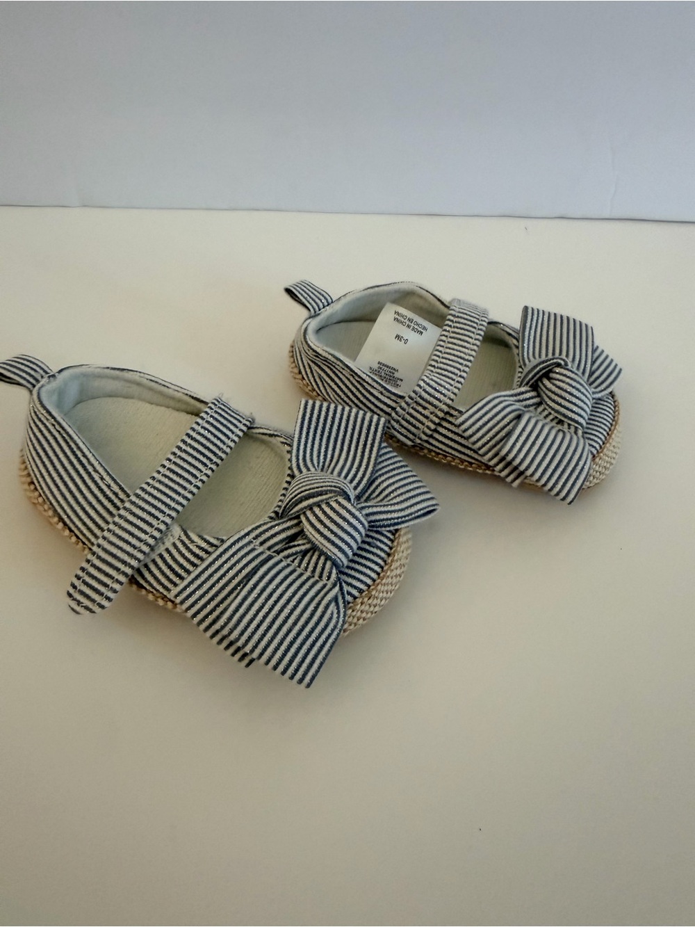 Striped Bow Mary Jane Kids Shoes - White & Black